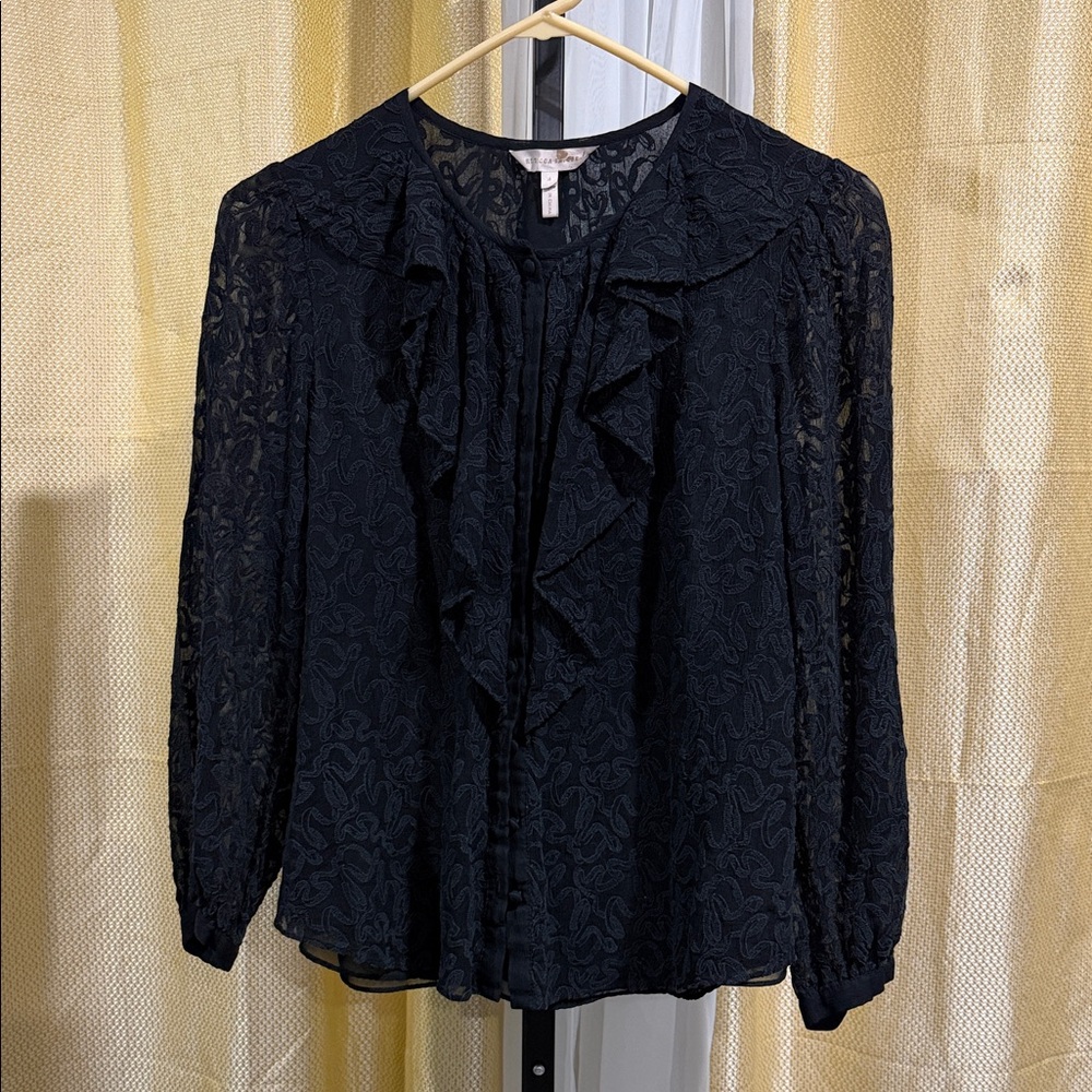 Rebecca Taylor Black Ruffle Blouse